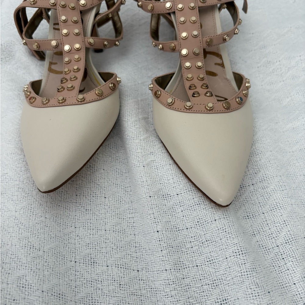 Sam Edelman Beige Studded 3 row Strappy Heels - Picture 2 of 7